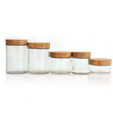 Custom bamboo wooden lid glass jar manufacturer storage container and glass bottles